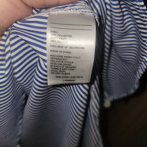 Misses sz M Laundry by Shelli Segal Blue white embroidered Dress Tie Belt - Picture 3 of 10